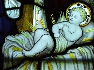 Kempe glass: babe in the manger
