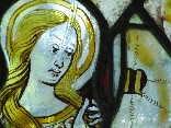 east window glass: Blessed Virgin