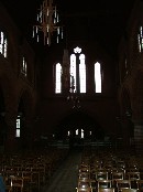 George Pace's light fittings in the darkened nave